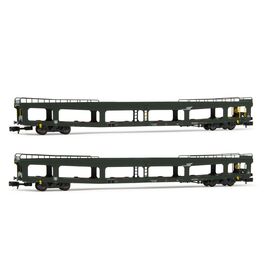SNCF 2 Wagon de transport de voitures DD DEV 66 DEV vert Ep V