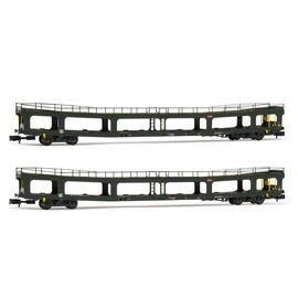 SNCF 2 Wagon de transport de voitures DD DEV 66 DEV vert Ep VI