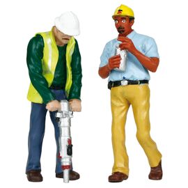 G-Scale Figur Gleisarbeiter mit schwerem Gerät