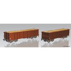 Coffret de 2 wagons off. Wagon marchandises Eaos DB AG Ep.VI avec bois