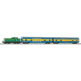 Coffret de départ locomotive PKP + 2 Dosto PKP voie A + ballast