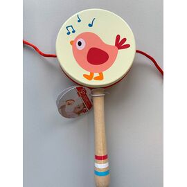 Hochet tambour avec oiseau gazouilleur