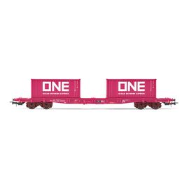 TOUAX Wagon porte-conteneurs à 4 essieux S7B chargé de 2x 20' containers ONe Ep.V