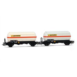 SNCF Coffret de 2 wagons-citernes à gaz à 2 essieux avec toit ouvrant SIMOTRA Ep.IV