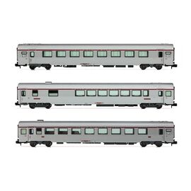 SNCF Coffret de 3 TEE Cisalpin Milan - Paris 1/2 Vru + A3rtu + A8u argenté Ep.IV