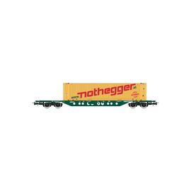 CEMAT Containertragwagen Sgnss grün CEMAT mit 45' Container Nothegger Ep.VI