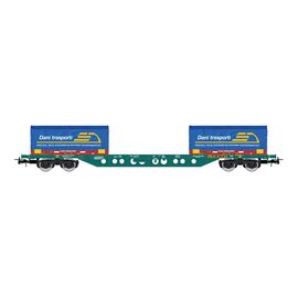 FS CEMAT Wagon porte-conteneurs Sgns vert avec 2x 20' coil container Dani Trasporti Ep.V-VI