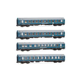 ARW02.HN4420-DR 4er-Set OSShD Typ B Personenwagen Touristen-Express Set 1 blau 2x WLAB + 1x WR+1x Salon Ep.III