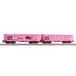 CFF 2 wagons à bords hauts Eaos rose 1x Graffiti EpV