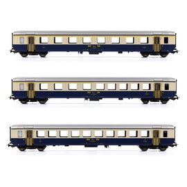 BLS Coffret de 3 wagons EW I A AB B avec inscription centrale et poignées.  Ep. IV DC