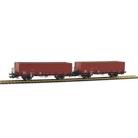SBB Rungenwagen-Set (2Stk.) mit Holzwänden Typ Fbk SWISS EDITION