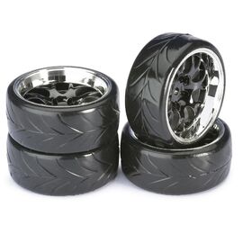 Train de roues Drift LP  Comb/Profile A  noir/chromé 1/10ème (4pcs)