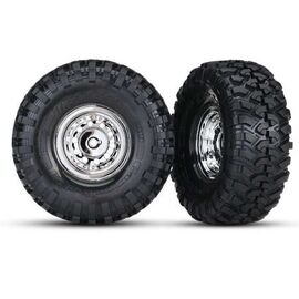 Tires and wheels, assembled, glued (1 .9' chrome wheels, Canyon Trail 1.9 t ires) (2)/ center caps (2)/ decal she