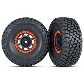 Tires and wheels, assembled, glued (D esert Racer wheels, black with orange beadlock, BFGoodrich Baja KR3 tire