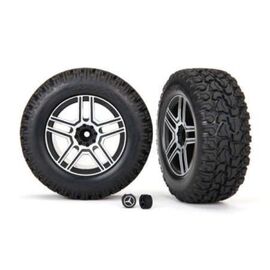 Tires and wheels, assembled, glued (2 .6' black, satin chrome-plated Merced es-Benz G 500 4x4 wheels, 2.6' tires