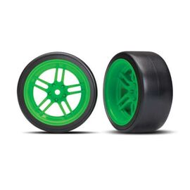 Tires and wheels, assembled, glued (s plit-spoke green wheels, 1.9' Drift t ires) (rear)