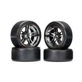 Tires and wheels, assembled, glued (s plit-spoke black chrome wheels, 1.9' Drift tires) (front and rear)