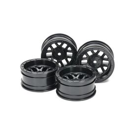 CC-02 12 Spoke Wheels (4)  black +6 Offset
