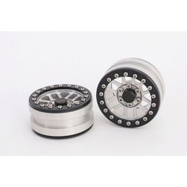 Beadlock Wheels PT-Warrior Silver/Black 1.9 (2pcs)