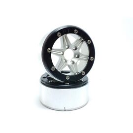 Beadlock Wheels SIXSTAR argent/noir 1.9 (2) sans moyeu de roue