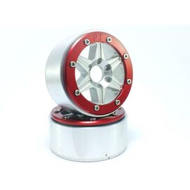 Beadlock Wheels SIXSTAR argent/rouge 1.9 (2) sans moyeu de roue