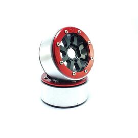Beadlock Wheels HAMMER noir/rouge 1.9 (2) sans moyeu de roue
