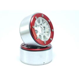 Beadlock Wheels HAMMER argent/rouge 1.9 (2) sans moyeu de roue