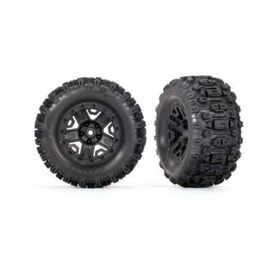 Tires & wheels, assembled, glued (bla ck 2.8' wheels, Sledgehammer tires, f oam inserts) (electric rear) (2) (TSM