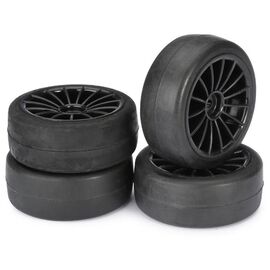 Train de roues Piste  15 battons/Slick  noir 1/10ème (4pcs)