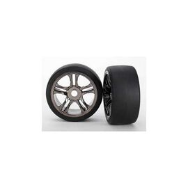 Tires & wheels, assembled&glued FRONT (split-spoke,black CHR,slick)(S1)(2)