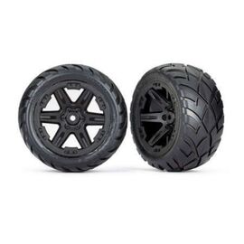 Tires & wheels, assembled, glued (2.8 ') (RXT black wheels, Anaconda tires, foam inserts) (2WD electric rear) (2