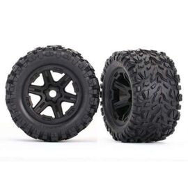 Tires & wheels, assembled, glued (bla ck wheels, Talon EXT tires, foam inse rts) (2) (17mm splined) (TSM rated)