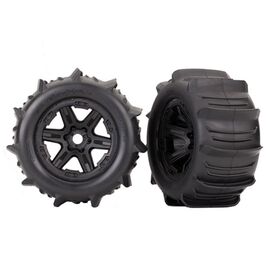 Tires & wheels, assembled, glued (bla ck 3.8' wheels, paddle tires, foam in serts) (2) (TSM rated)