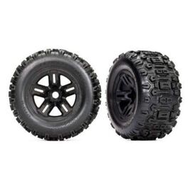 Tires and wheels, assembled, glued (3 .8' black wheels, Sledgehammer tires, foam inserts) (2)