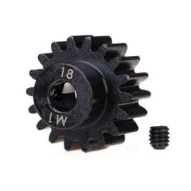 Gear, 18-T pinion (machined) (1.0 met ric pitch) (fits 5mm shaft)/ set scre w (compatible with steel spur gears)