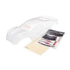 Body, Rustler 4X4 (clear, requires pa inting)/ window, grill, lights decal sheet