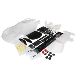 Body, Ford GT (clear, requires paint ing)/ decal sheet (includes tail ligh ts, exhaust tips, & mounting hardware