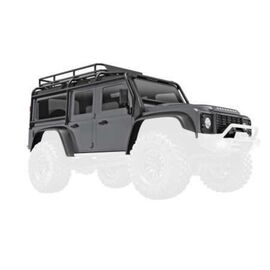 Body, Land Rover Defender, complete, silver (includes grille, side mirrors , door handles, fender flares, fuel c