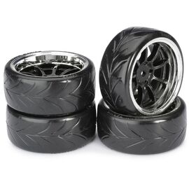 Train de roues Drift LP  9 battons/Profile B  noir/chromé 1/10ème (4pcs)