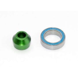 Bearing adapter, 6061-T6 aluminum (gr een-anodized) (1)/ 10x15x4mm ball bea ring (black rubber sealed) (1) (for s