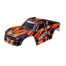 Body, Hoss 4X4 VXL, orange/ window, g rille, lights decal sheet (assembled with front & rear body mounts and rea
