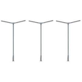 Lampe LED pour mât cruciforme à deux bras blanc froid 3 pièces