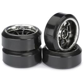Train de roues Drift LP  9 battons/Profile C  noir/chromé 1/10ème (4pcs)