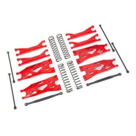 Suspension kit, X-Maxx WideMaxx, red (includes front & rear suspension arm s, front toe links, driveshafts, shoc