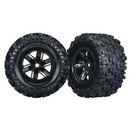Tires & wheels, assembled, glued (X-M axx black chrome wheels, Maxx AT tire s, foam inserts) (left & right) (2)