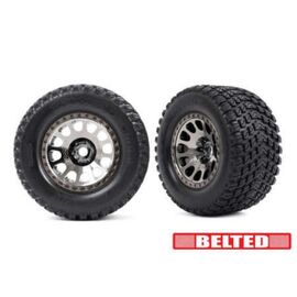 Tires & wheels, assembled, glued (XRT Race black chrome wheels, Gravix bel ted tires, dual profile (4.3' outer,