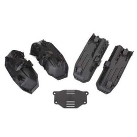 Fenders, inner (narrow), front & rear (2 each)/ rock light covers (8)/ bat tery plate/ 3x8 flathead screws (4)