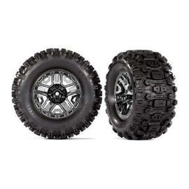 Tires & wheels, assembled, glued (bla ck chrome 2.8' wheels, Sledgehammer t ires, foam inserts) (2) (TSM?┬½ rated)