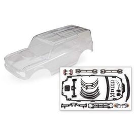 Body, Ford Bronco (2021) (clear, requ ires painting)/ decals/ window masks (includes grille, side mirrors, door