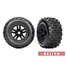 Tires & wheels, assembled, glued (3.8 ' black wheels, belted Sledgehammer t ires, foam inserts) (2)